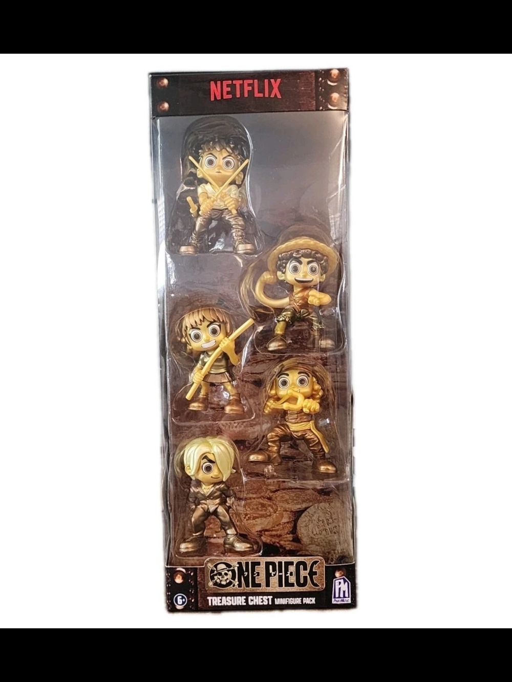 Netflix One Piece Gold Treasure Chest Minifigure 5 Pack Brand New Sealed